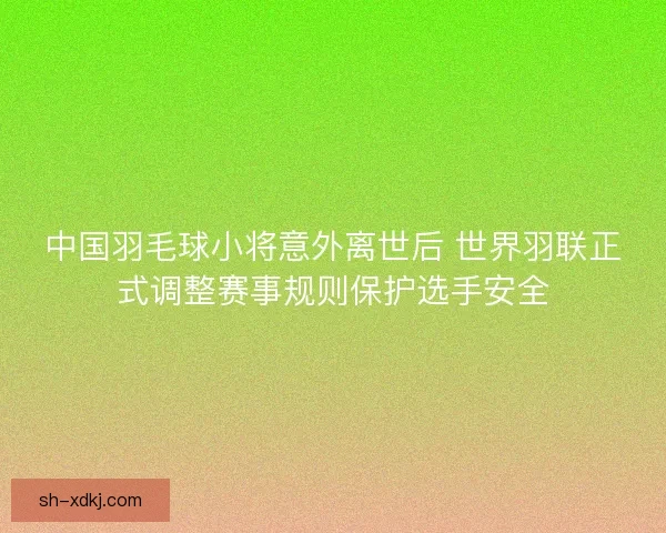 中国羽毛球小将意外离世后 世界羽联正式调整赛事规则保护选手安全