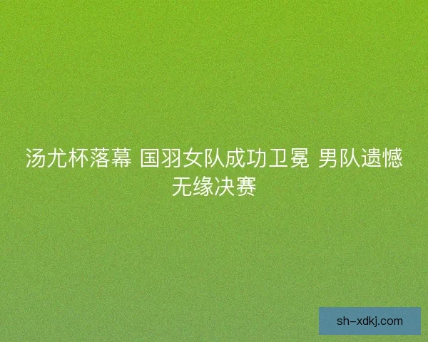 汤尤杯落幕 国羽女队成功卫冕 男队遗憾无缘决赛