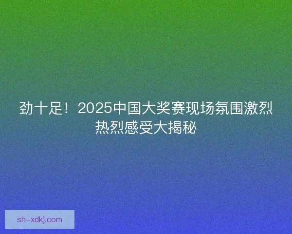 劲十足！2025中国大奖赛现场氛围激烈热烈感受大揭秘