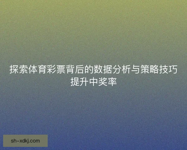 探索体育彩票背后的数据分析与策略技巧提升中奖率