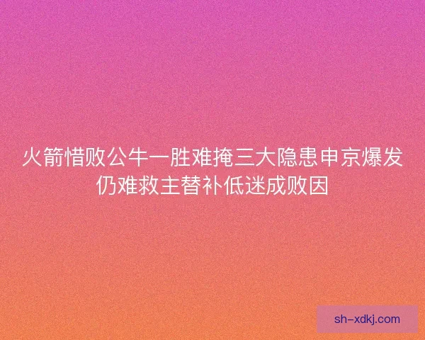 火箭惜败公牛一胜难掩三大隐患申京爆发仍难救主替补低迷成败因